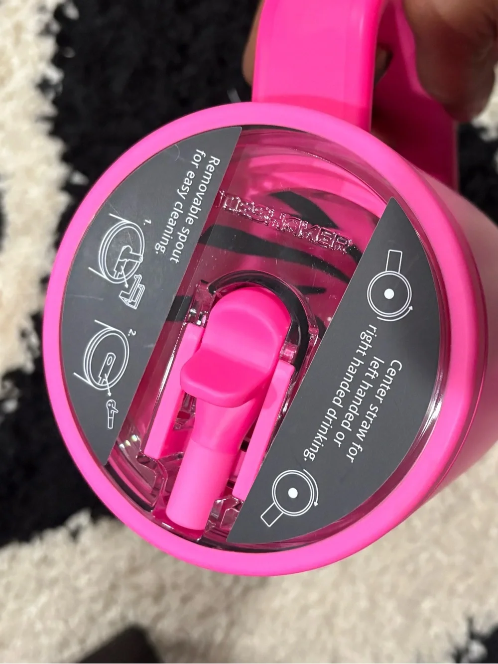 Pink ICESHAKER Insulated Shaker Bottle - Leak-Resistant Handle